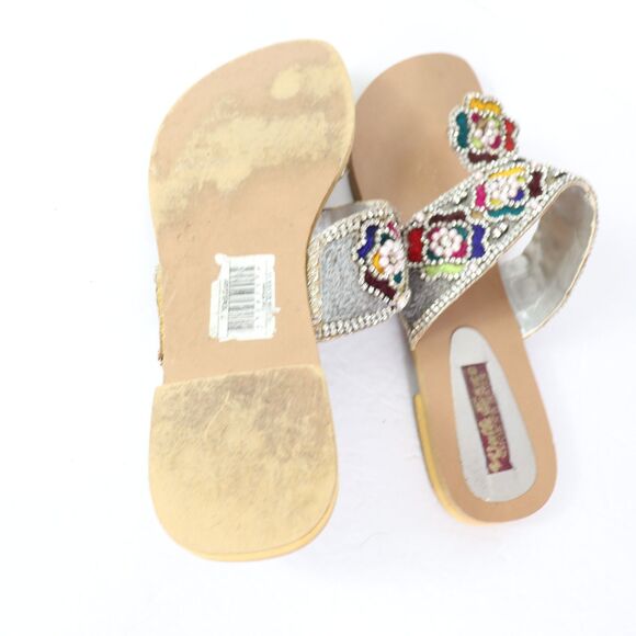 Walk Eaze Ethnic Multi Color Embellished Toe Ring Sandals Flats 9 - Picture 6 of 8